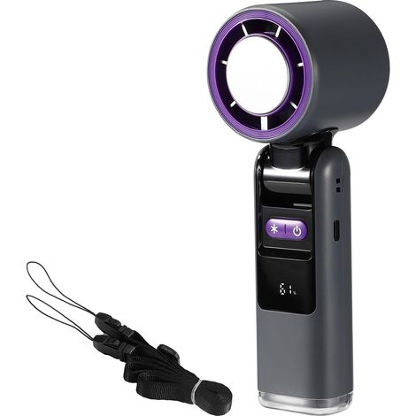 Tragbarer Ventilator, 18,3 cm, 5 Geschwindigkeitsstufen, wiederaufladbarer Turboventilator mit 199 stufenlos einstellbaren Geschwindigkeitsstufen und Licht – unverzichtbar für den Sommer