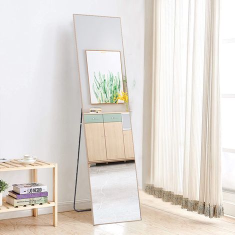 Gold Modern Rectangular Metal Freestanding Mirrors (1/5)