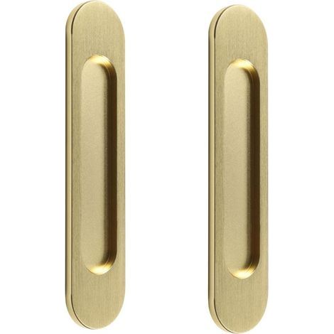 Poignée De Porte Coulissante Ovale Autocollante Sans Perçage Pour Portes De Grange Fenêtres Et Placards 18 Cm Finition Or Brossé (1/4)