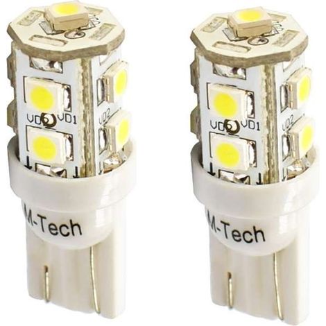 2x ampoule LED blanc 12V T10 W2,1x9,5D 5W 9x SMD 3528 voiture remorque moto camion