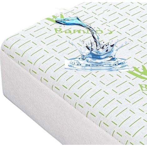 Protège-matelas imperméable en bambou très profond de 40 cm de profondeur, respirant, anti-allergie, anti-insectes (1/5)