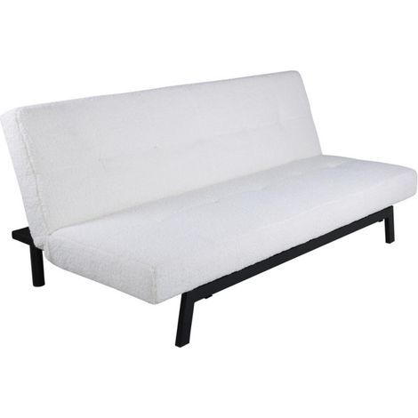 Canapé Convertible Bouclette "Bodil" 180cm Blanc (1/5)