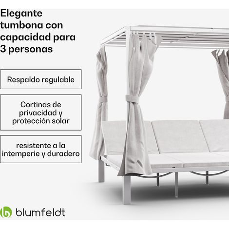 Blumfeldt Tumbona Triple Eremitage  protección solar  hasta 3 personas  marco de aluminio  resistente a la intemperie