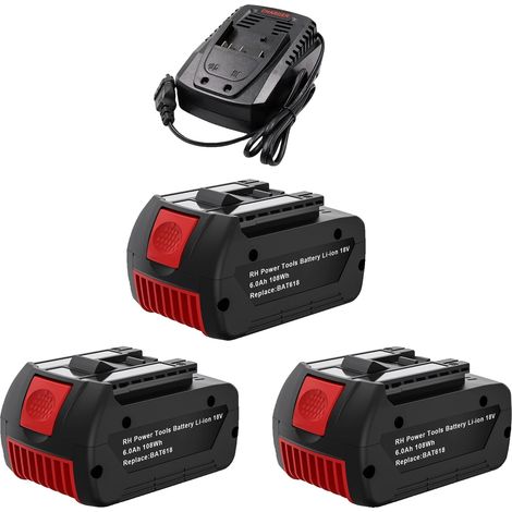 Ersatzakku, 18 V, 6000 mAh Kapazität, 3 Akkus, 1 Ladegerät (1/2)