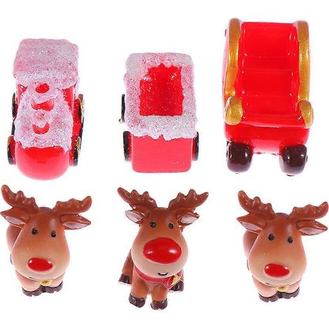 Lot de 6 mini-paysages miniatures de Noël en résine, accessoires de décoration pour fêtes de Noël (style aléatoire)-M (1/2)