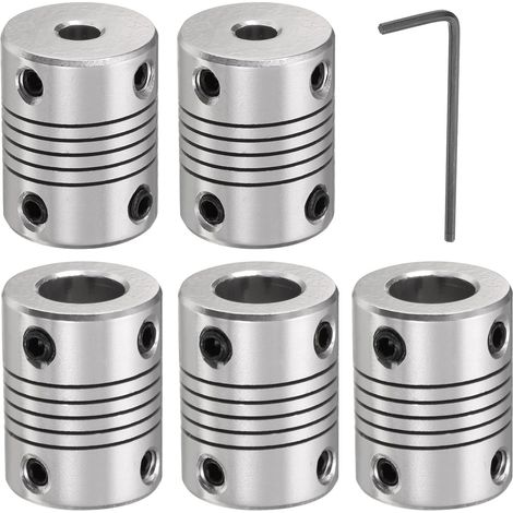 Accouplement d'Arbre en Alliage d'Aluminium 5mm à 10mm, Accouplement Flexible Connecteur de Moteur, Joint d'Accouplement de Moteur Pas à Pas pour Machine CNC (L25xD19) (1/5)
