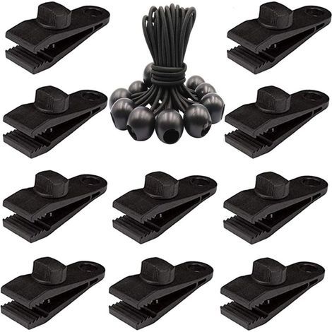 Lot de 20 clips de bâche robustes – Pinces de tente à vis pour bâche avec boule élastique pour auvent, auvents, pergola, couvertures en toile, camping en plein air, piscine. (1/5)