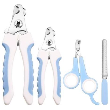Blue pet nail clippers with 4 safety locks to prevent cutting too short. Professional nail clippers. (1/5)