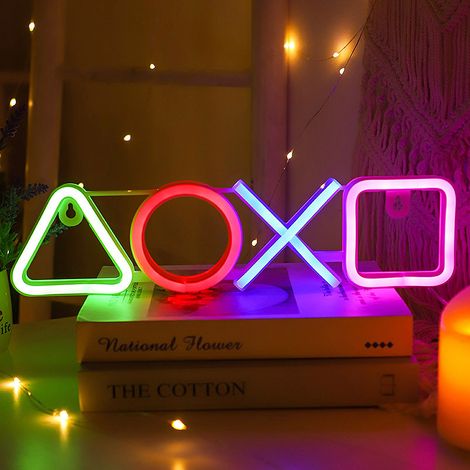 Lampe Décorative LED Néon Symbole Manette de Jeu, Éclairage d'Ambiance pour Salle de Jeux, Alimentation par USB et Piles-lsw (1/5)