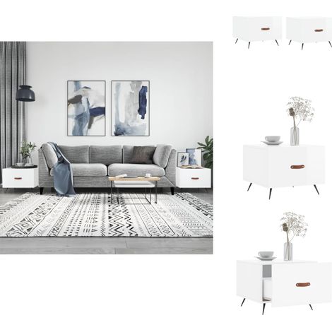 Couchtische 2 Stk. Hochglanz-Weiß 50x50x40 cm Holzwerkstoff - Elegante Couchtische - Wohnzimmereinrichtung - Holzwerkstoffe Möbel - Couchtisch Set - Beistelltisch (1/5)