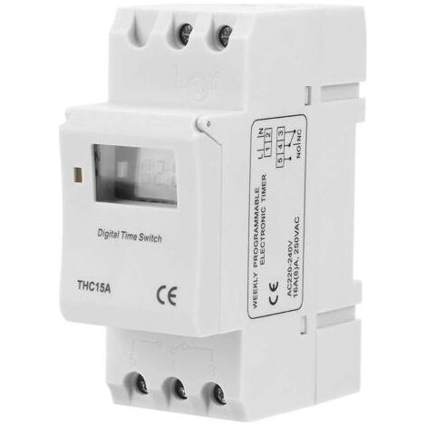Interrupteur Minuterie Numérique THC15A 220-240VAC 16A Programmable Numérique sur Rail DIN (1/5)