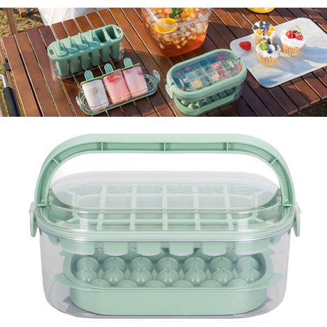 Eiswürfelform, Eiskugeln, Eiswürfelform zum Aufstecken, tragbarer Eiswürfelbereiter, große Eiswürfelbox, 2-teiliges Set, frisches Grün (1/5)