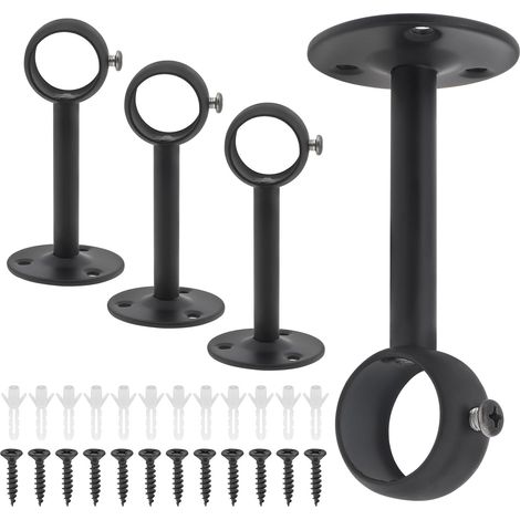 4 supports de tringle à rideau, acier inoxydable, diamètre 32mm, montage plafond ou mural, pour balcon et buanderie (1/5)