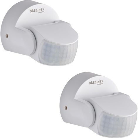 2X Detector de movimiento para exterior IP65 Sensor infrarrojo ajustable 180° Alcance 12 m 230 V Blanco mate con sensor crepuscular (1/4)