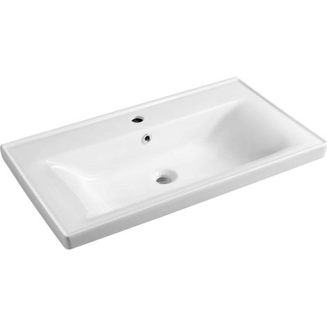 Aqualine Cerámica - Lavabo Sava 80x46 cm, con agujero para grifo, blanco 2080