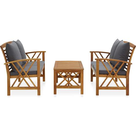 Maison Exclusive - Muebles de jardín 3 piezas con cojines madera (1/5)