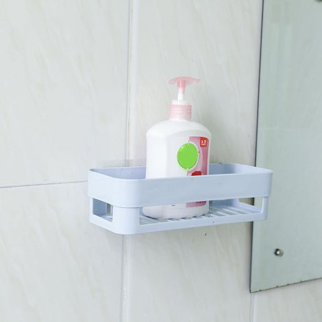 Mensola portaoggetti da bagno, montaggio a parete per doccia, tipo angolare (blu).