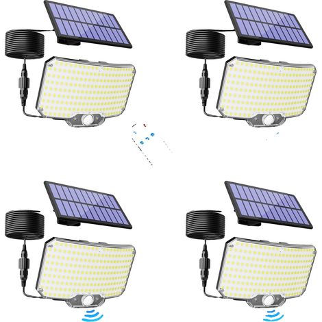 Lumière murale solaire extérieure, télécommande, design étanche, 4pcs (1/2)
