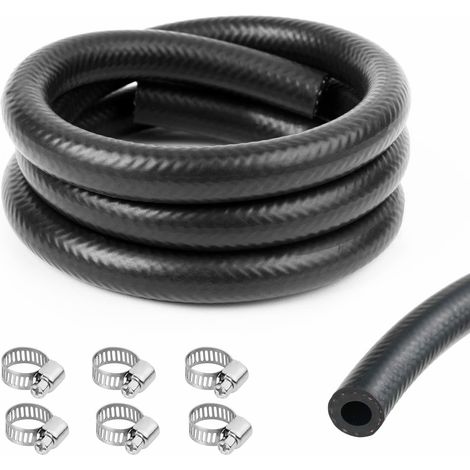 Tuyau D'essence, 1m Ø 8mm Kit Conduite de Carburant, avec 6pcs Colliers de Serrage Tuyau de Conduite de Carburant, Kit de Tuyau de Carburant Conduite pour Petit Moteur/Moto/Voiture (1/5)