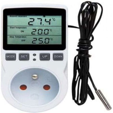 Prise Thermostat Régulateur de Température Minuterie Numérique Programmable avec Sonde pour Serre et Aquarium