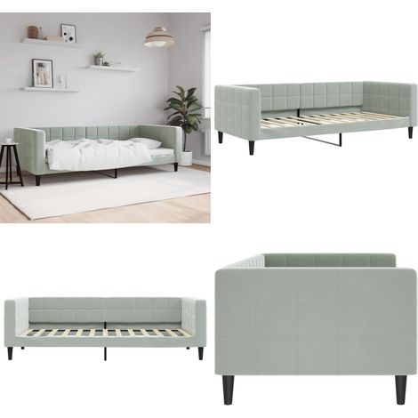 Letto da Giorno Grigio Chiaro 90x200 cm in Velluto - Divano letto - Letto in velluto
