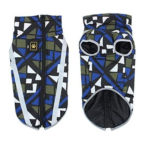 Fourrure pour chat, pull d'hiver chaud pour chien, veste sans manches coupe-vent, combinaison de neige, vêtements pour chien avec harnais bleu à trous (1/4)