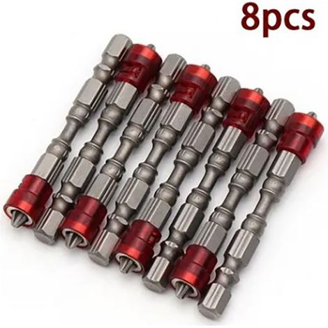 Jeu de 8 embouts de tournevis croisés magnétiques antidérapants en carbure de 6.2mm de large, jeu S2