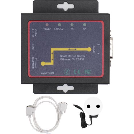 Adaptateur Série RJ45 vers RS232 Bidirectionnel TCP/IP pour Windows, Convertisseur Réseau Industriel 100‑240V EU (1/5)