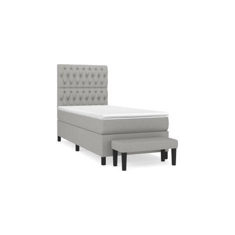 Sommier à lattes de lit et matelas Gris clair 90x190 Tissu (1/5)