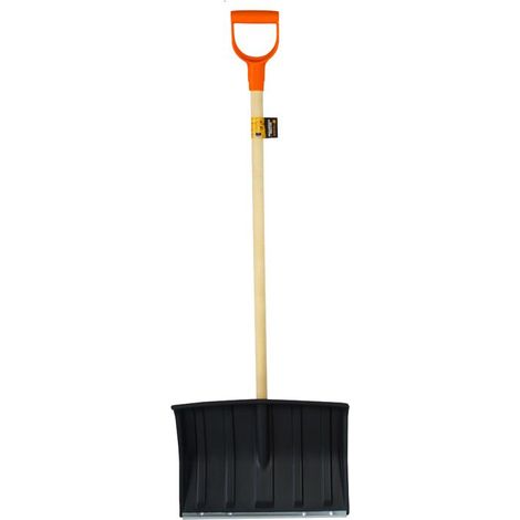 Schneeschaufel mit Holzstiel, 480 x 1200 mm – schwarz, Teger (1/2)
