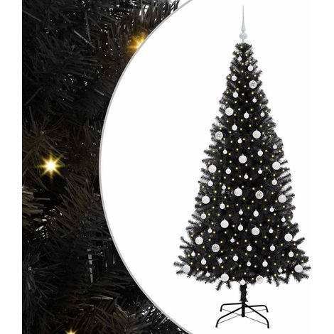 vidaXL Albero di Natale con 300 LED con supporto Nero 210 cm PVC (1/5)