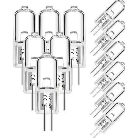 VUSZR12er Pack G4 Halogenglühbirne 10W 12V 2700K 2 Pin klare Kapsellampen für Dunstabzugshauben Küchen Wohnzimmer Schlafzimmer (1/5)