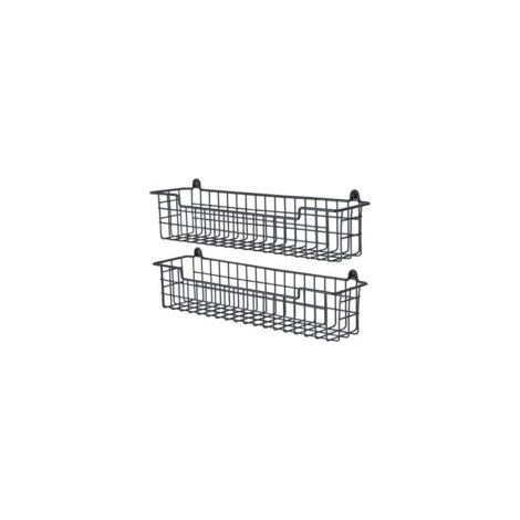 Wandmontiertes Gewürzregal – Set aus zwei schwarzen Metallregalen, geeignet für Küchen, platzsparend, einfach zu montieren, ideal für Schränke und andere Flächen. – Crezuo