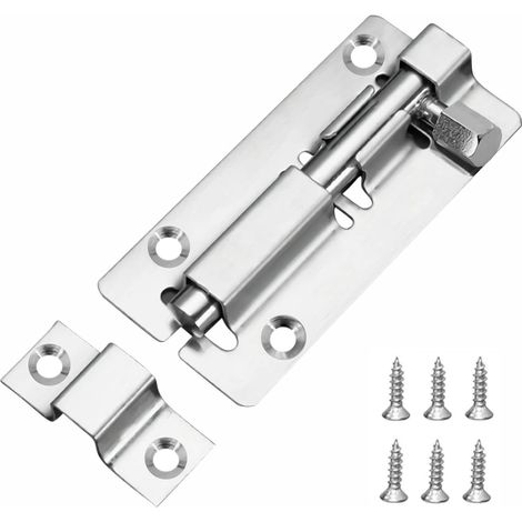 Verrous de porte coulissants de 75 mm (3 pouces), en acier inoxydable 304, avec vis, pour salle de bain, chambre, abri de jardin et toilettes. (1/5)