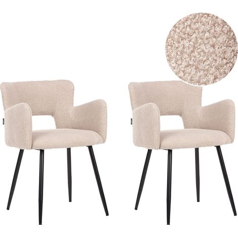 Set di 2 sedie da pranzo moderne Seduta in bouclé con braccioli con inserti beige Sanilac