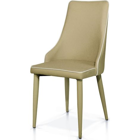 Sedia Moderna Imbottita in Ecopelle Tortora