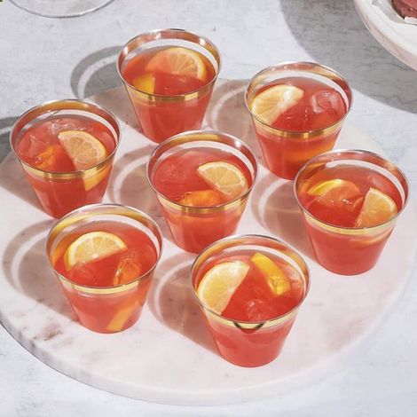 Gobelets À Vin - 270 ml - Bordure Dorée - Transparent - Cristal PS Sans BPA - Pour Mariages Et Réceptions - 60 Pièces (1/5)