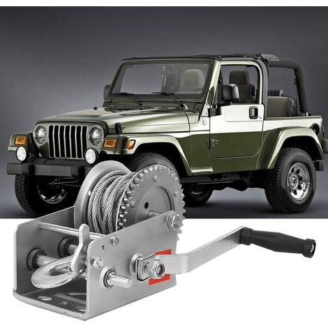 Treuil manuel robuste pour camion, action fluide, capacité de levage de 2500 lb, avec câble en acier de 10 m. (1/5)