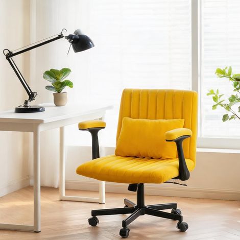 Chaise de bureau coloris jaune en tissu 21,5 x 25,2 x 33 cm (1/5)