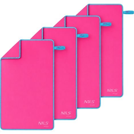 Asciugamano in microfibra, rosa-blu, 140x70 cm, confezione da 4 (1/5)