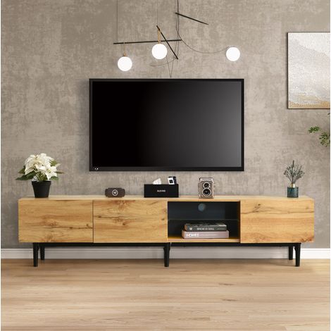 Mueble TV con LED y almacenaje en roble claro OKMYHOME (1/5)