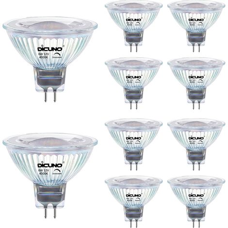 Ampoule LED GU5.3 MR16 Dimmable, 6W équivalent 60W, 12V Basse Tension, 420lm, Blanc chaud 2700K, Spot LED 40°, Ampoule GU5.3 encastrable, Éclairage intérieur, Lot de 6