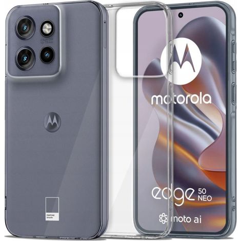 Funda para Motorola EDGE 50 Neo de silicona reforzada transparente + cristal 9H (1/5)