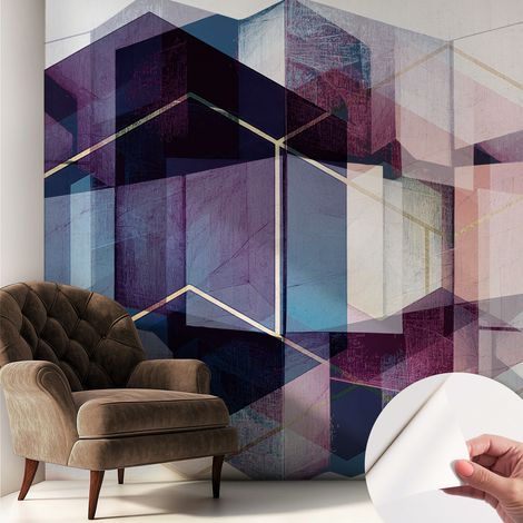 Tapete Selbstklebend - abwaschbar - Tapete mit Motiv - trendige Wanddeko - elegant Fototapete Geometrische Würfel 250x250 cm (1/5)
