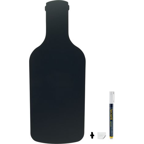 Silhouette ardoise ''bouteille''- Feutre-craie inclus et kit velcro pour accrochage mural - 30x50cm - Securit