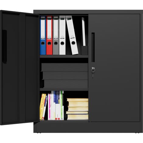 Armoire de rangement en métal à deux portes verrouillables, étagères réglables et structure en acier pour garage, bureau et atelier - CHICFURN (1/5)