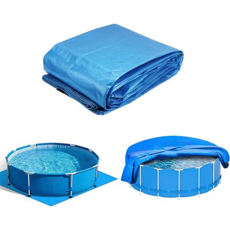Tapis de sol de piscine pliable, 274 x 274 cm, imperméable, durable et facile à nettoyer, pour piscines à cadre, piscines hors sol, pataugeoires, utilisation intérieure et extérieure (1/5)