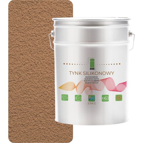 Enduit de façade extérieur en silicone brun clair 1,5 mm, qualité supérieure, 25 kg (1/5)