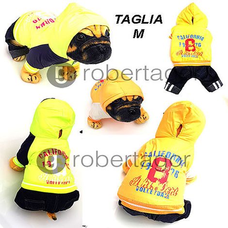 PIUMINO CALDO CANE CATARIFRANGENTE VESTITO CANI CAPPUCCIO IMPERMEABILE M (1/2)