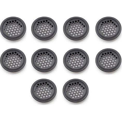Grille de ventilation ronde, aérations en acier inoxydable, format de montage 35 mm, noir, 10 pièces(plates) (1/5)